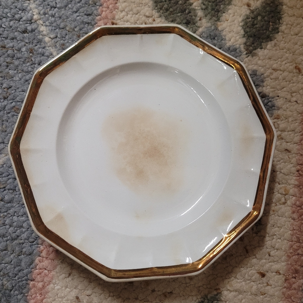 c1850s Ironstone Plate Gold Border 10 1/4" 2 plates